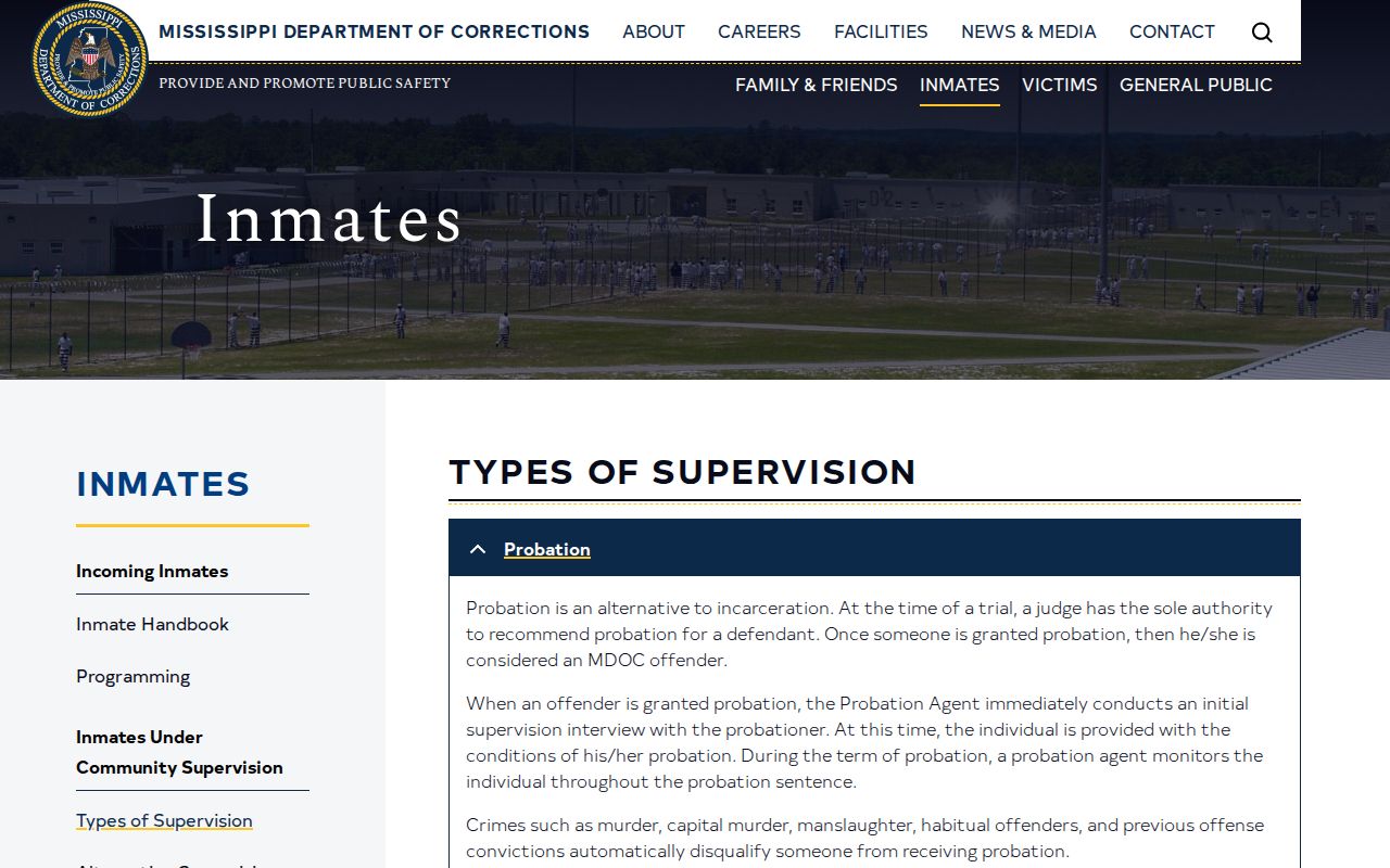 Mississippi DOC supervision definitions for a Panola County state release