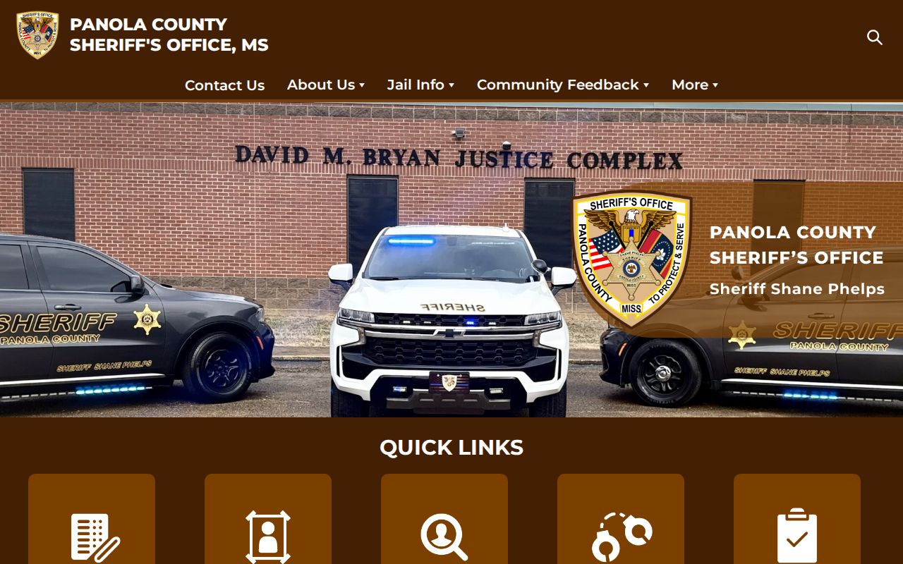 Panola County sheriff site navigation for inmate roster and recent arrests, not a released inmate list