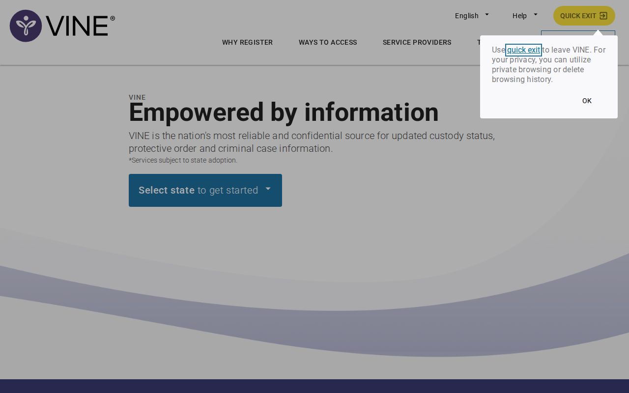 VINELink Mississippi person search and Panola County release alert controls